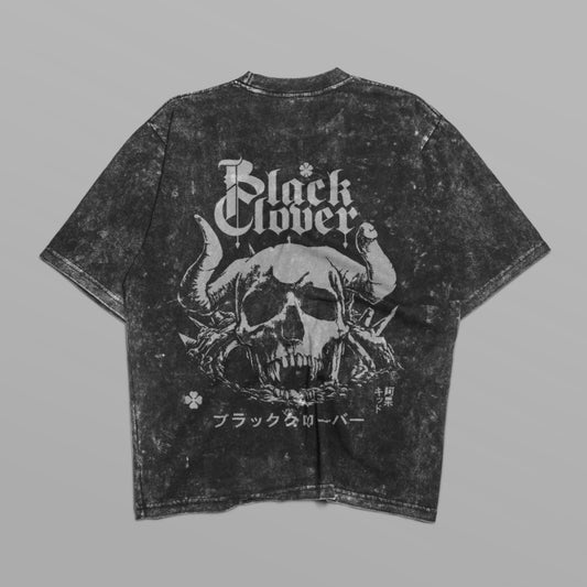 Cursed Clover Oversized Acid Washed T-Shirt